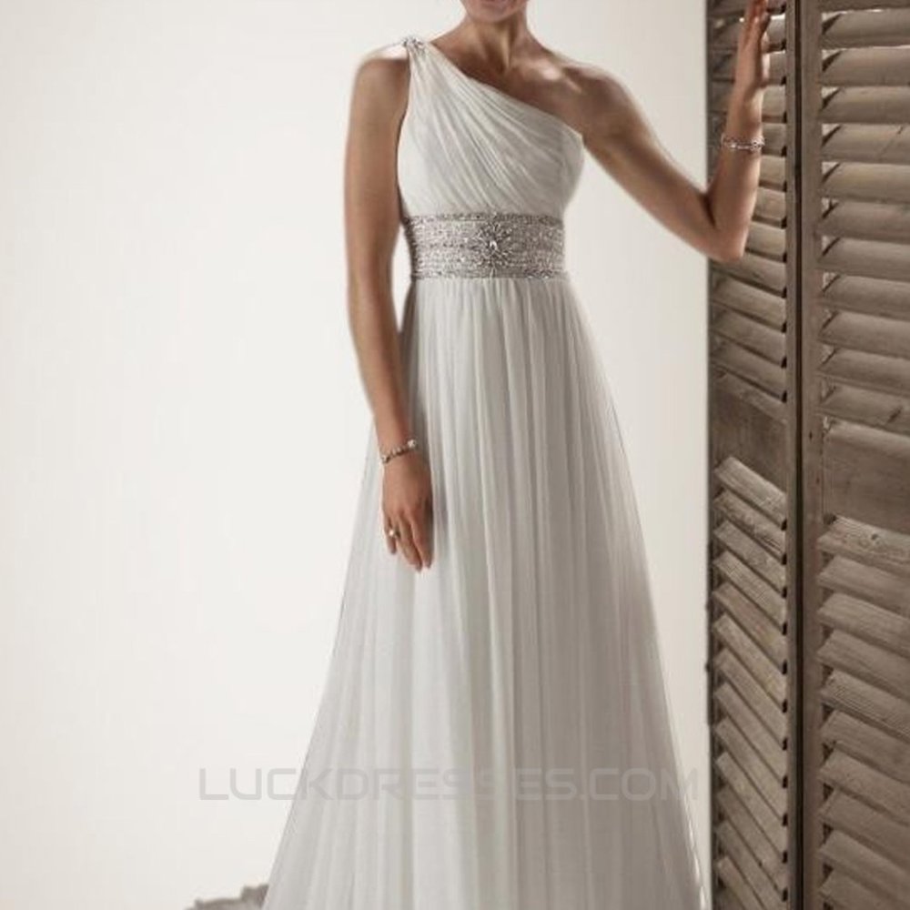 Wedding Dress Izidress White One Shoulder - Picture 2 of 10